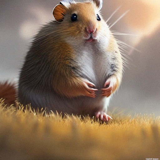 An old looking hamster standing on its hind legs.