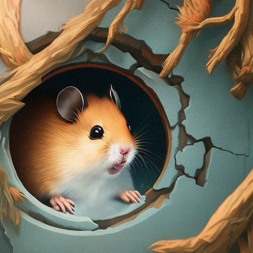 A hamster peeking outside from its burrow.