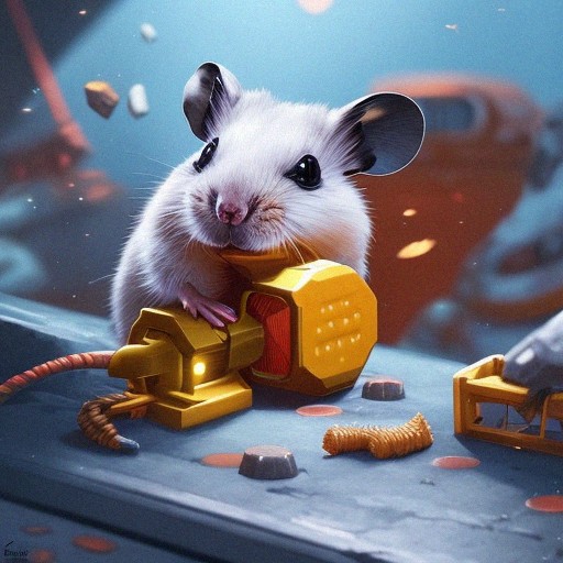 Hamster playing with a gizmo.